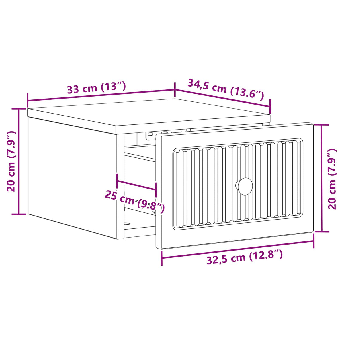 vidaXL Wall-Mounted Bedside Cabinet 2 pcs Concrete Grey