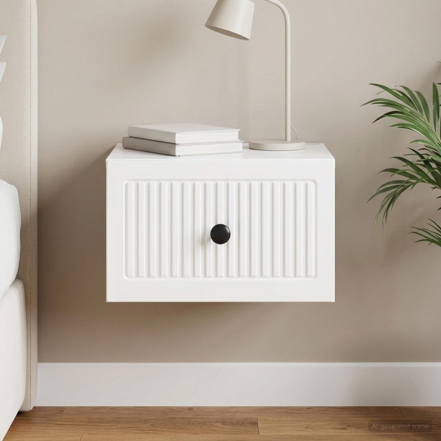 vidaXL Wall-Mounted Bedside Cabinet High Gloss White 33 x 34.5 x 20 cm