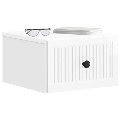 vidaXL Wall-Mounted Bedside Cabinet High Gloss White 33 x 34.5 x 20 cm