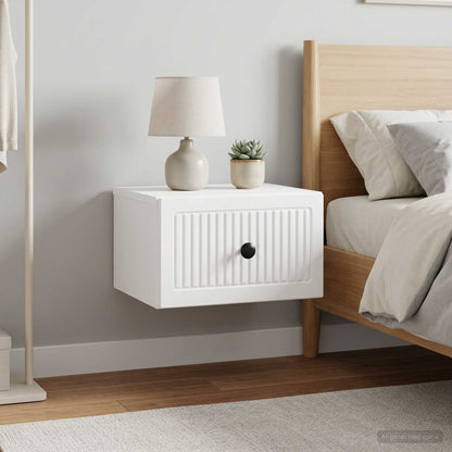 vidaXL Wall-Mounted Bedside Cabinet with Drawer 2 pcs High Gloss White