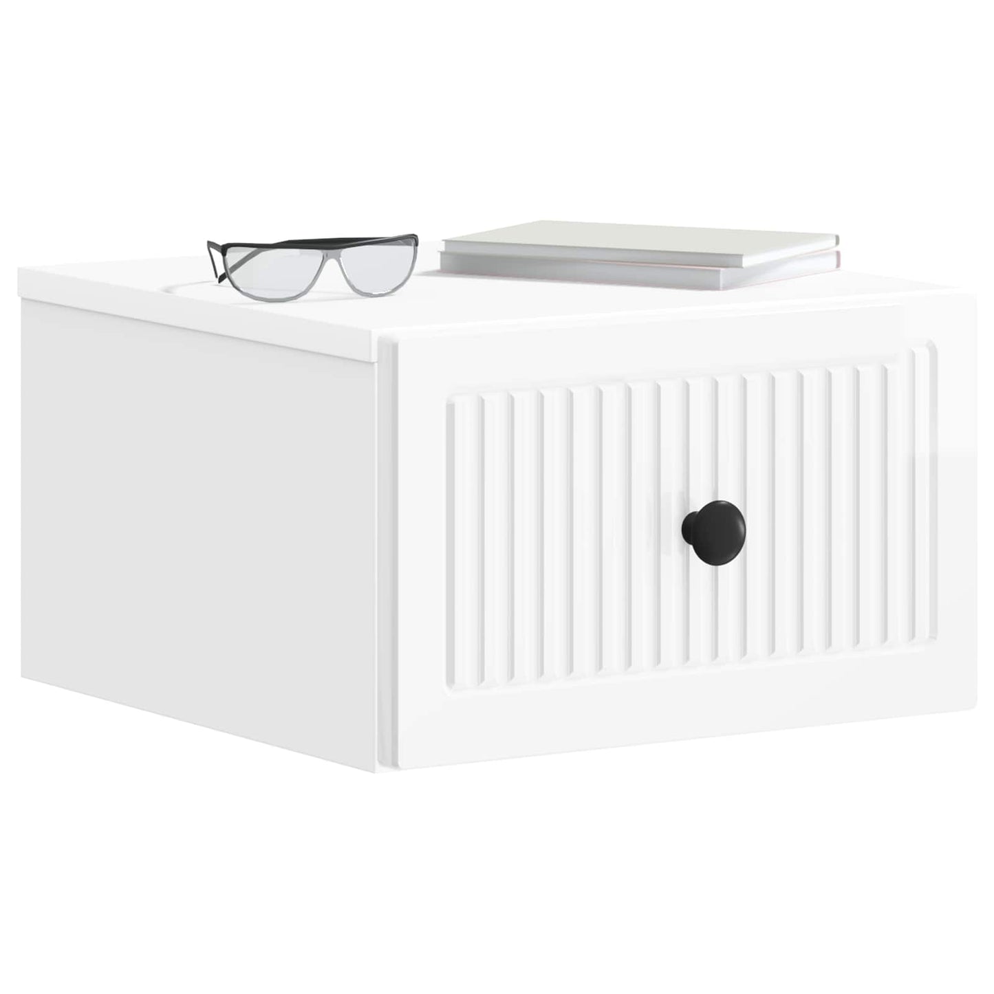 vidaXL Wall-Mounted Bedside Cabinet with Drawer 2 pcs High Gloss White