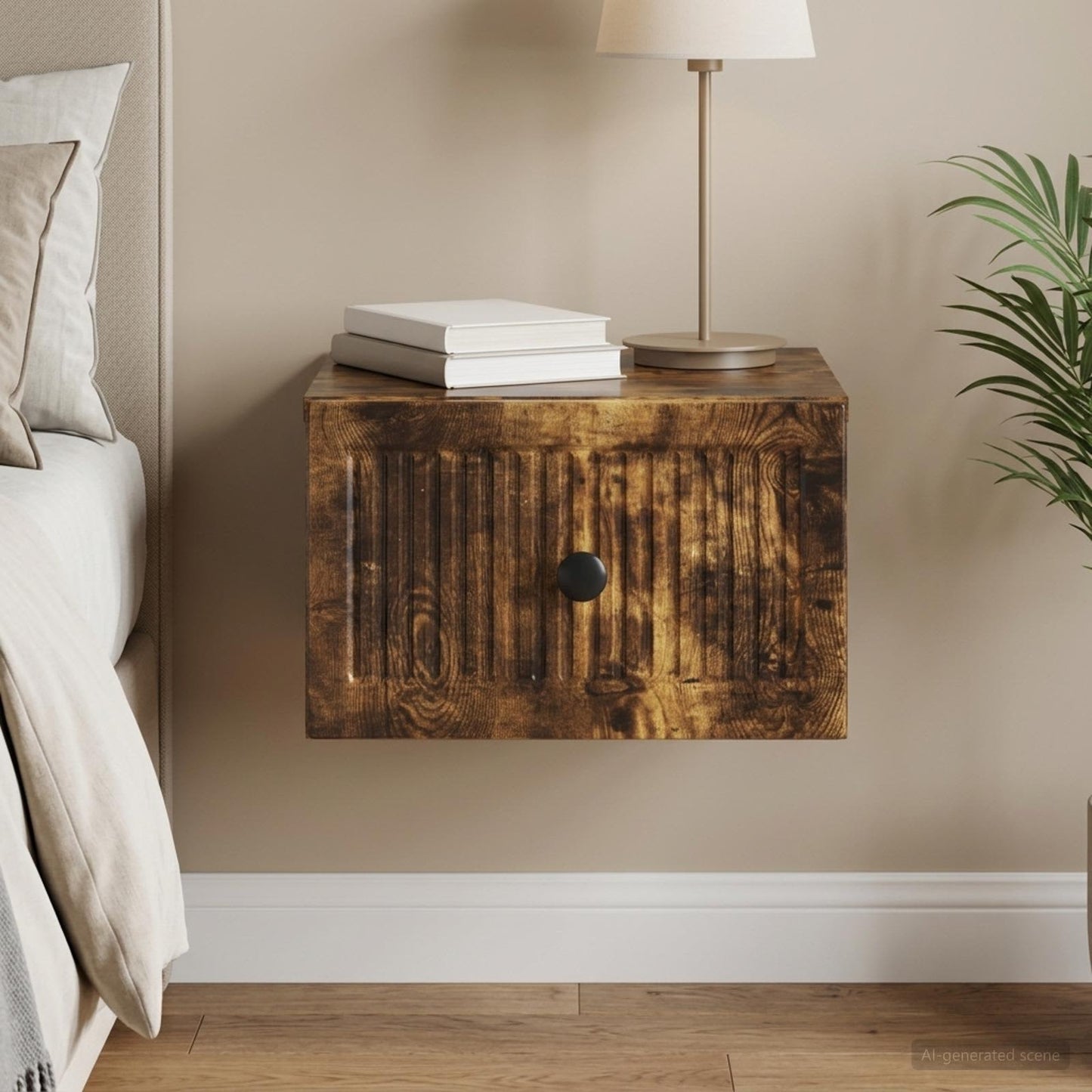 vidaXL Wall-Mounted Bedside Cabinet Smoked Oak 33 x 34.5 x 20 cm