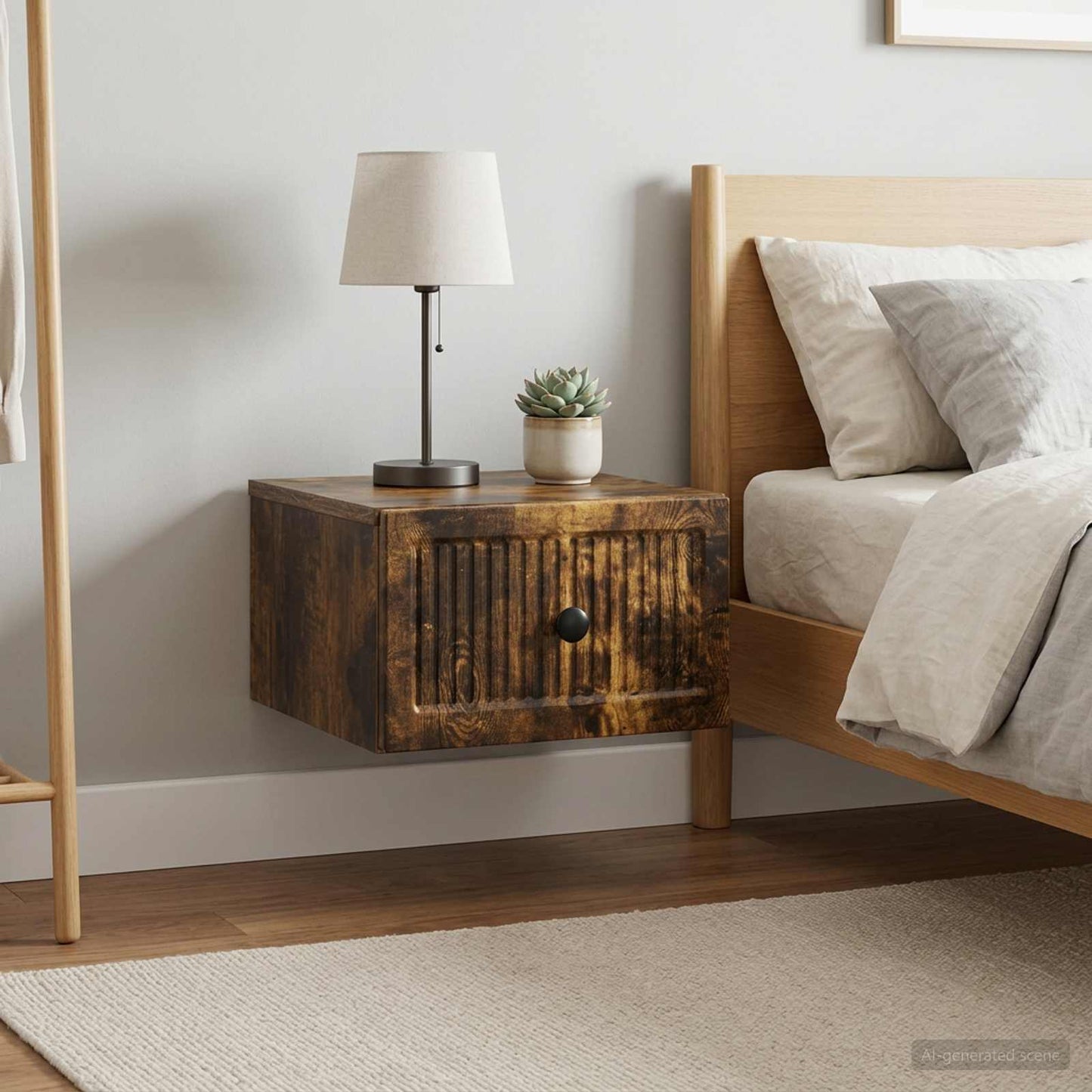 vidaXL Wall-Mounted Bedside Cabinet 2 pcs Smoked Oak 33 x 34.5 x 20 cm