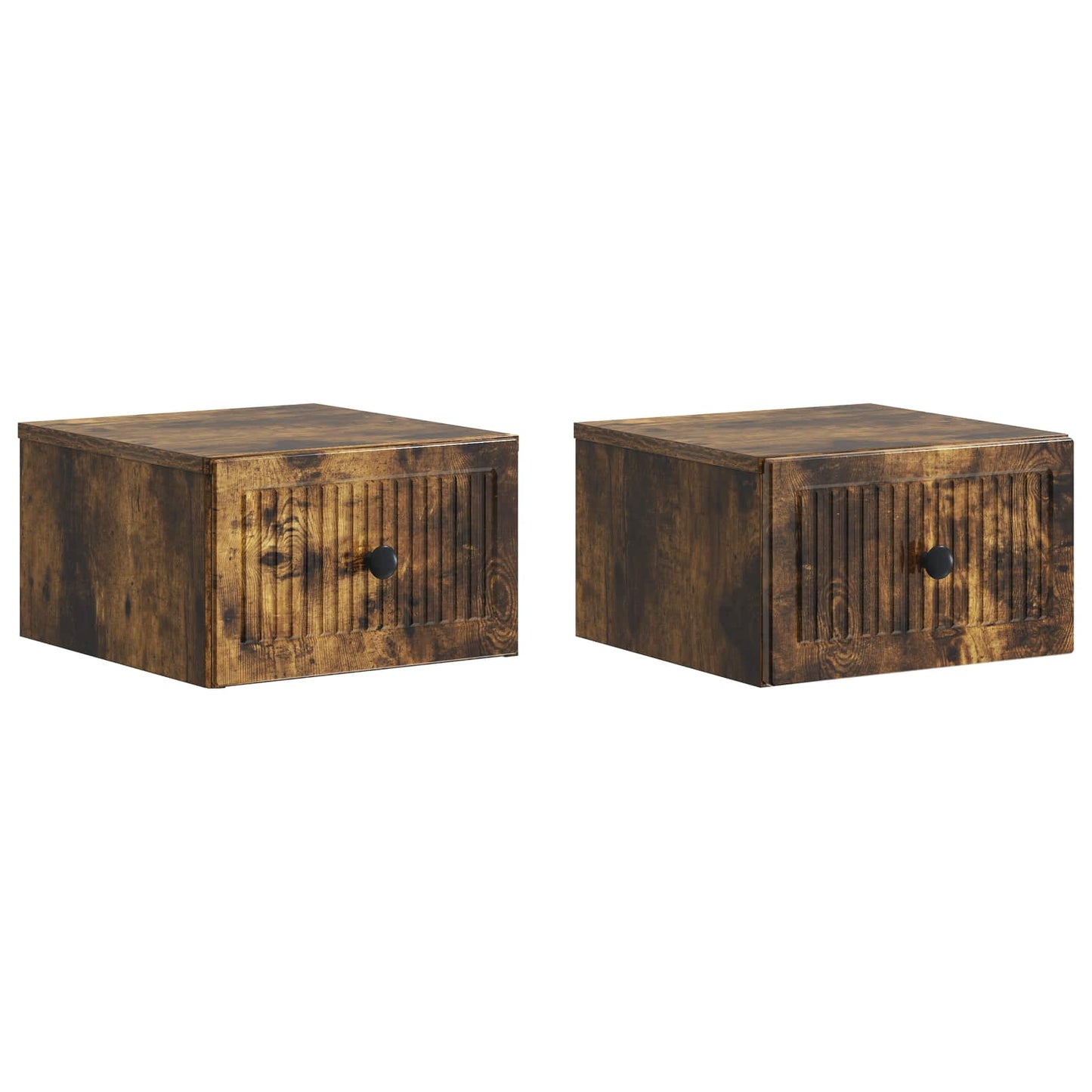 vidaXL Wall-Mounted Bedside Cabinet 2 pcs Smoked Oak 33 x 34.5 x 20 cm