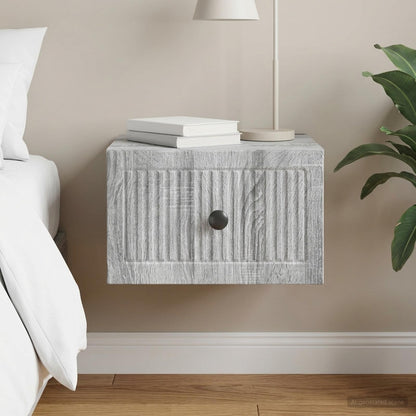 vidaXL Wall-Mounted Bedside Cabinet Grey Sonoma 33 x 34.5 x 20 cm
