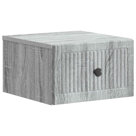 vidaXL Wall-Mounted Bedside Cabinet Grey Sonoma 33 x 34.5 x 20 cm