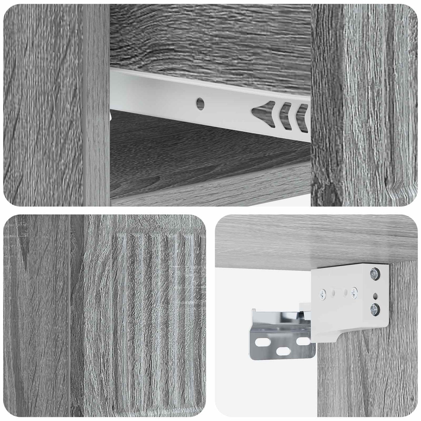 vidaXL Wall-Mounted Bedside Cabinet 2 pcs Grey Sonoma Engineered Wood