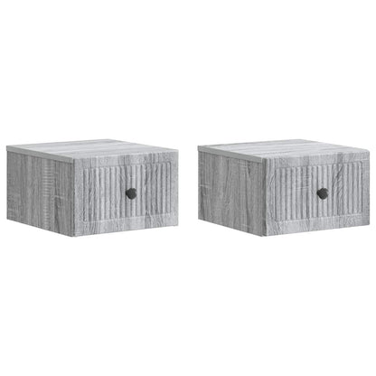 vidaXL Wall-Mounted Bedside Cabinet 2 pcs Grey Sonoma Engineered Wood