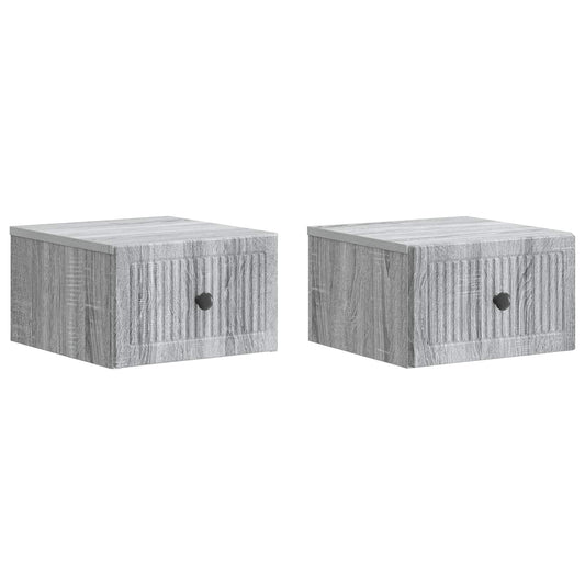 vidaXL Wall-Mounted Bedside Cabinet 2 pcs Grey Sonoma Engineered Wood