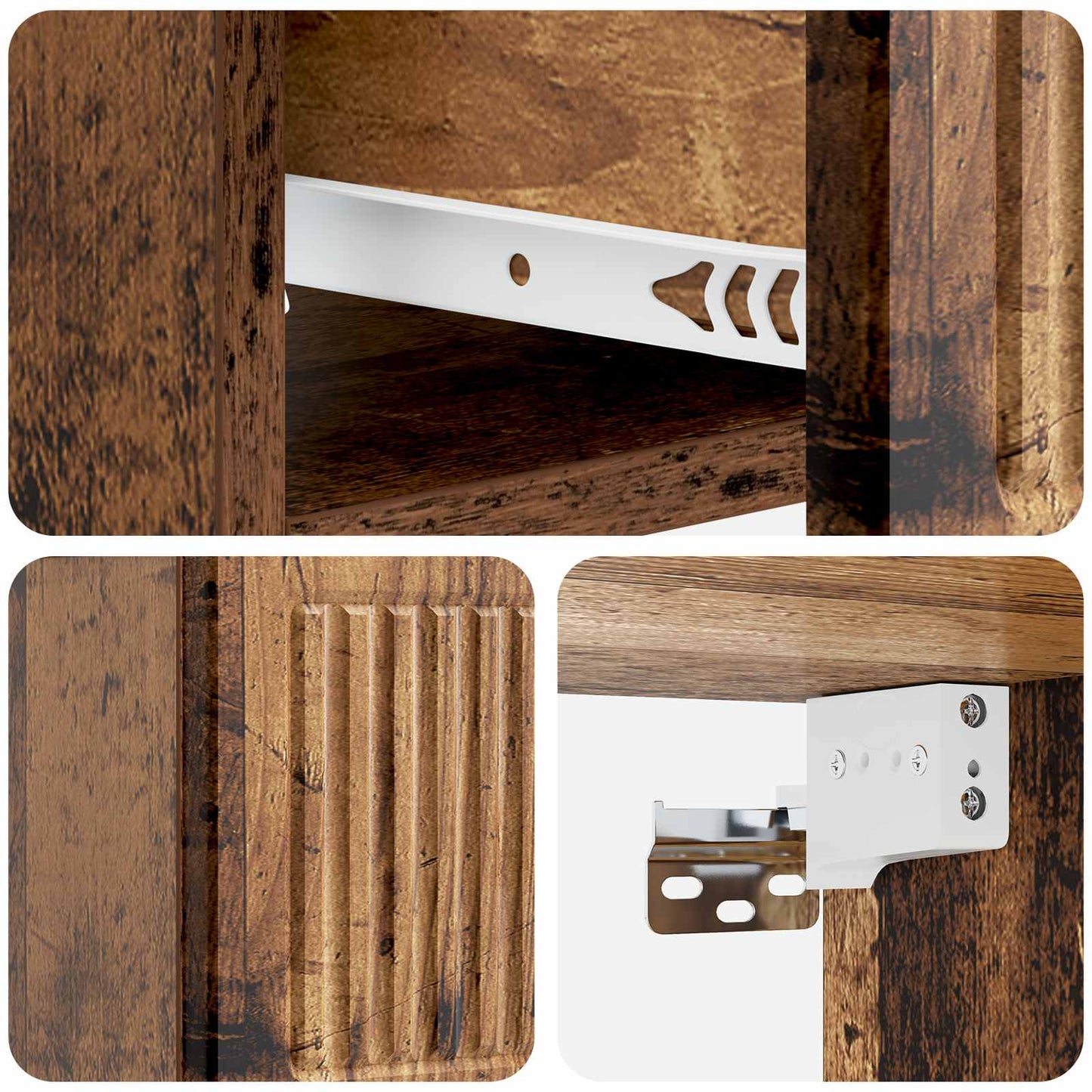 vidaXL Wall-Mounted Bedside Cabinet Old Wood 33 x 34.5 x 20 cm