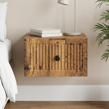 vidaXL Wall-Mounted Bedside Cabinet Old Wood 33 x 34.5 x 20 cm
