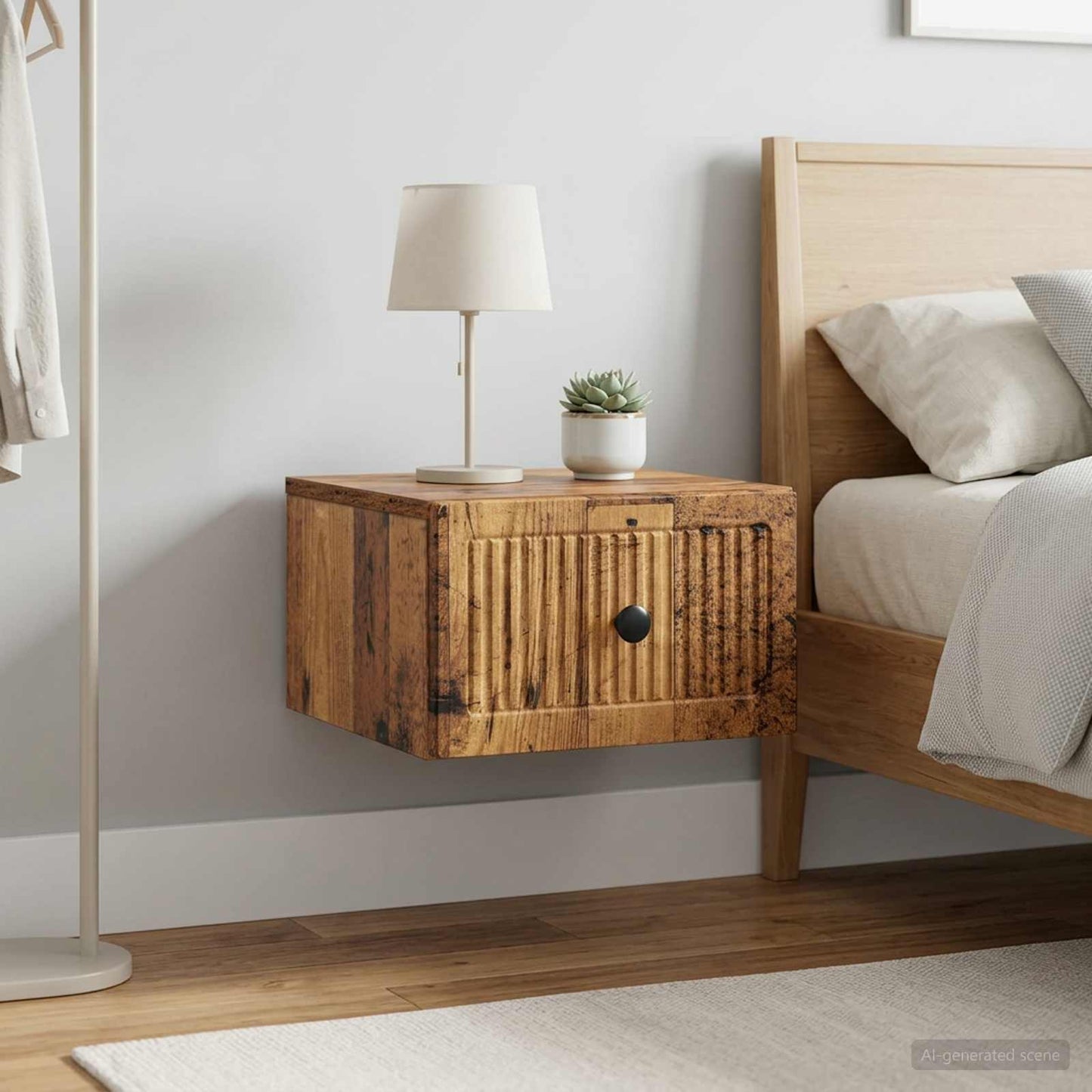 vidaXL Wall-Mounted Bedside Cabinet 2 pcs Old Wood 33 x 34.5 x 20 cm