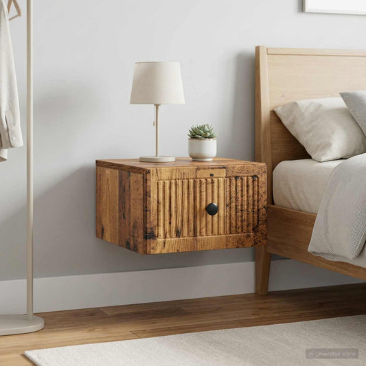 vidaXL Wall-Mounted Bedside Cabinet 2 pcs Old Wood 33 x 34.5 x 20 cm