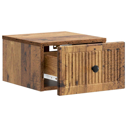 vidaXL Wall-Mounted Bedside Cabinet 2 pcs Old Wood 33 x 34.5 x 20 cm