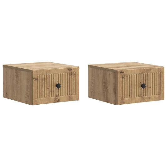 vidaXL Wall-Mounted Bedside Cabinet 2 pcs Artisan Oak