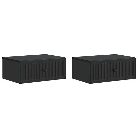 vidaXL Bedside Cabinet 2 pcs Black 49 x 34.5 x 20 cm Engineered Wood