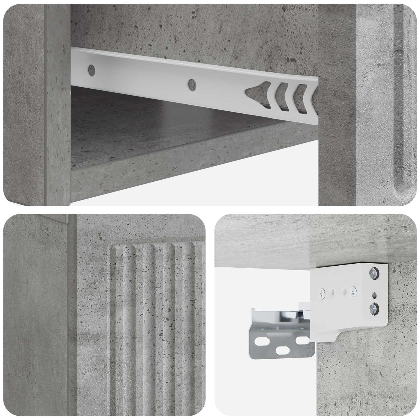 vidaXL Bedside Cabinet Concrete Grey 49 x 34.5 x 20 cm Engineered Wood