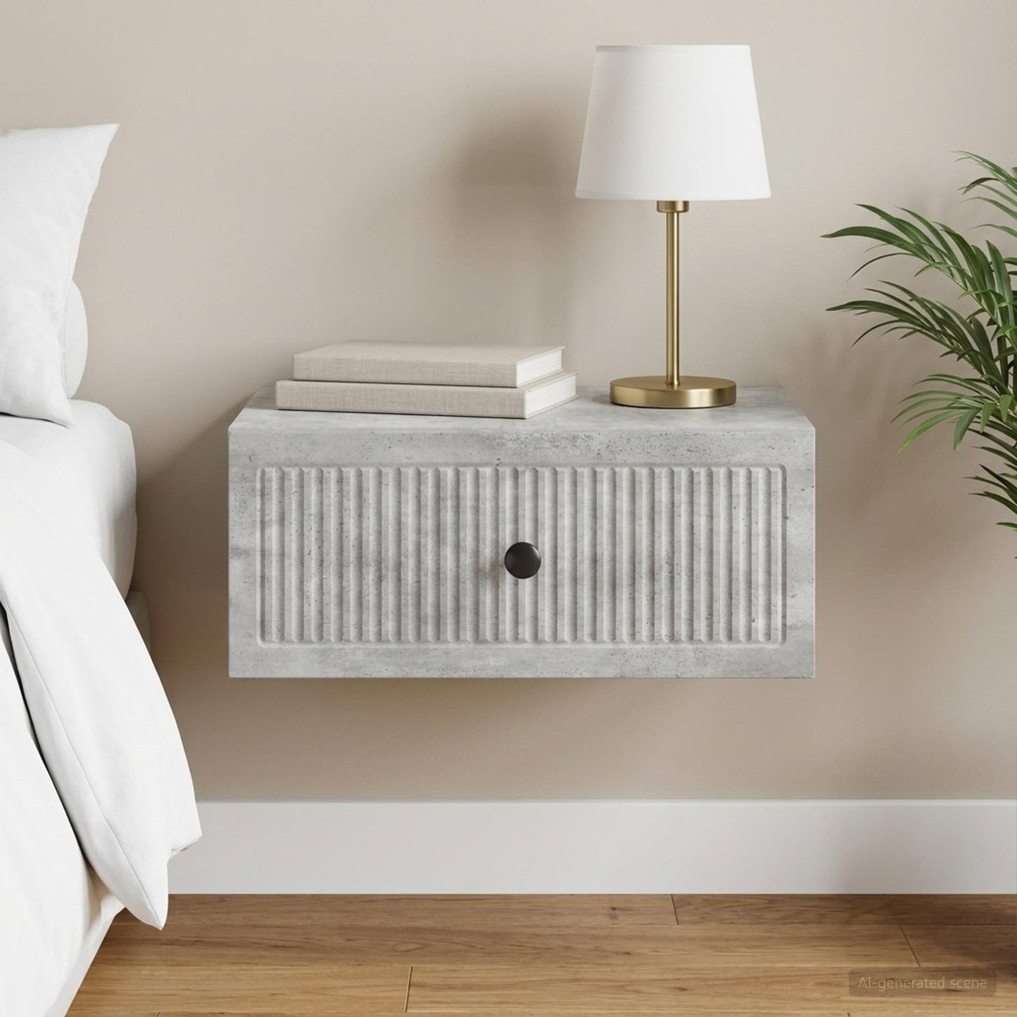 vidaXL Bedside Cabinet Concrete Grey 49 x 34.5 x 20 cm Engineered Wood