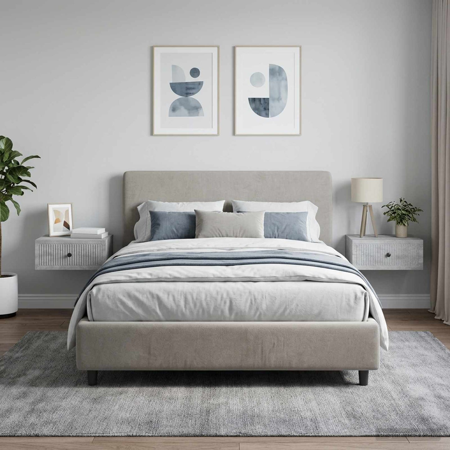 vidaXL Bedside Cabinet 2 pcs Concrete Grey 49 x 34.5 x 20 cm