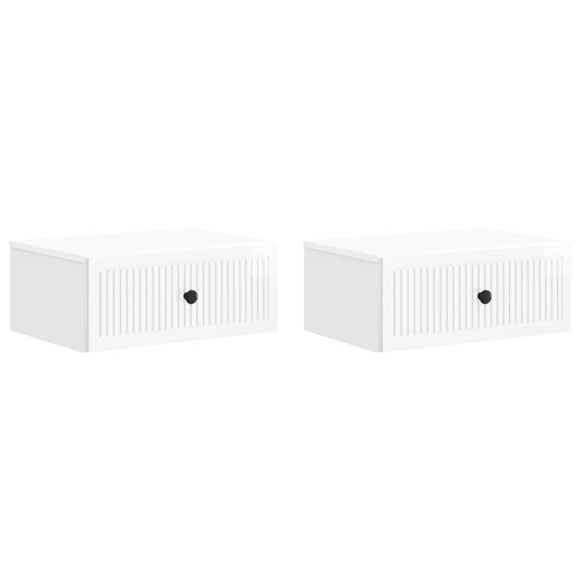 vidaXL Bedside Cabinet 2 pcs High Gloss White 49 x 34.5 x 20 cm