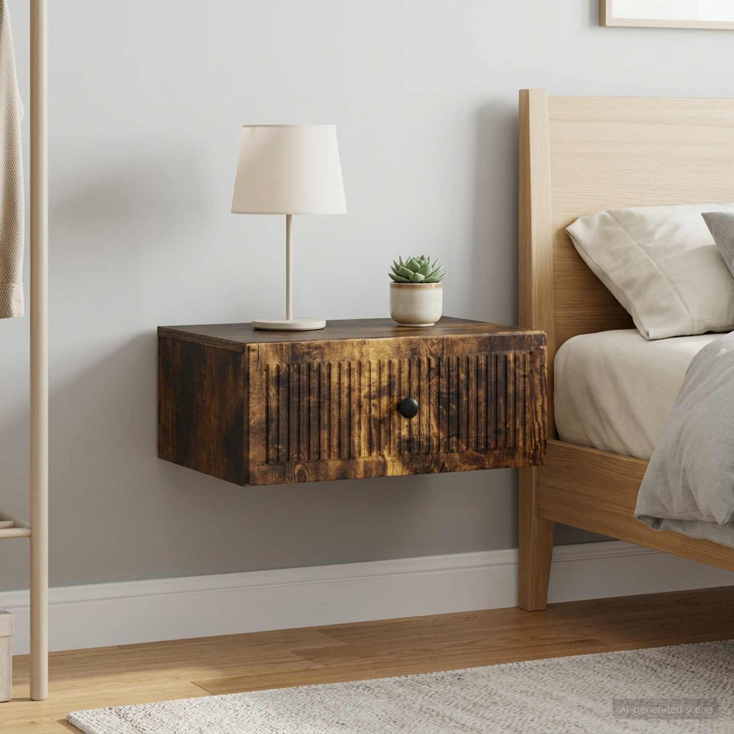 vidaXL Bedside Cabinet with Drawer 2 pcs Smoked Oak 49 x 34.5 x 20 cm