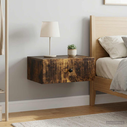 vidaXL Bedside Cabinet with Drawer 2 pcs Smoked Oak 49 x 34.5 x 20 cm