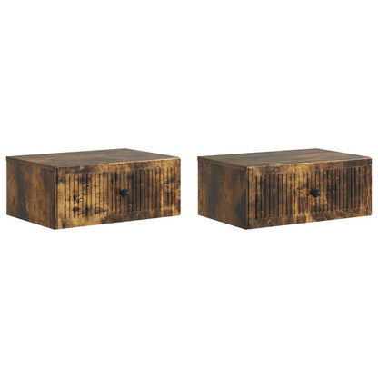 vidaXL Bedside Cabinet with Drawer 2 pcs Smoked Oak 49 x 34.5 x 20 cm