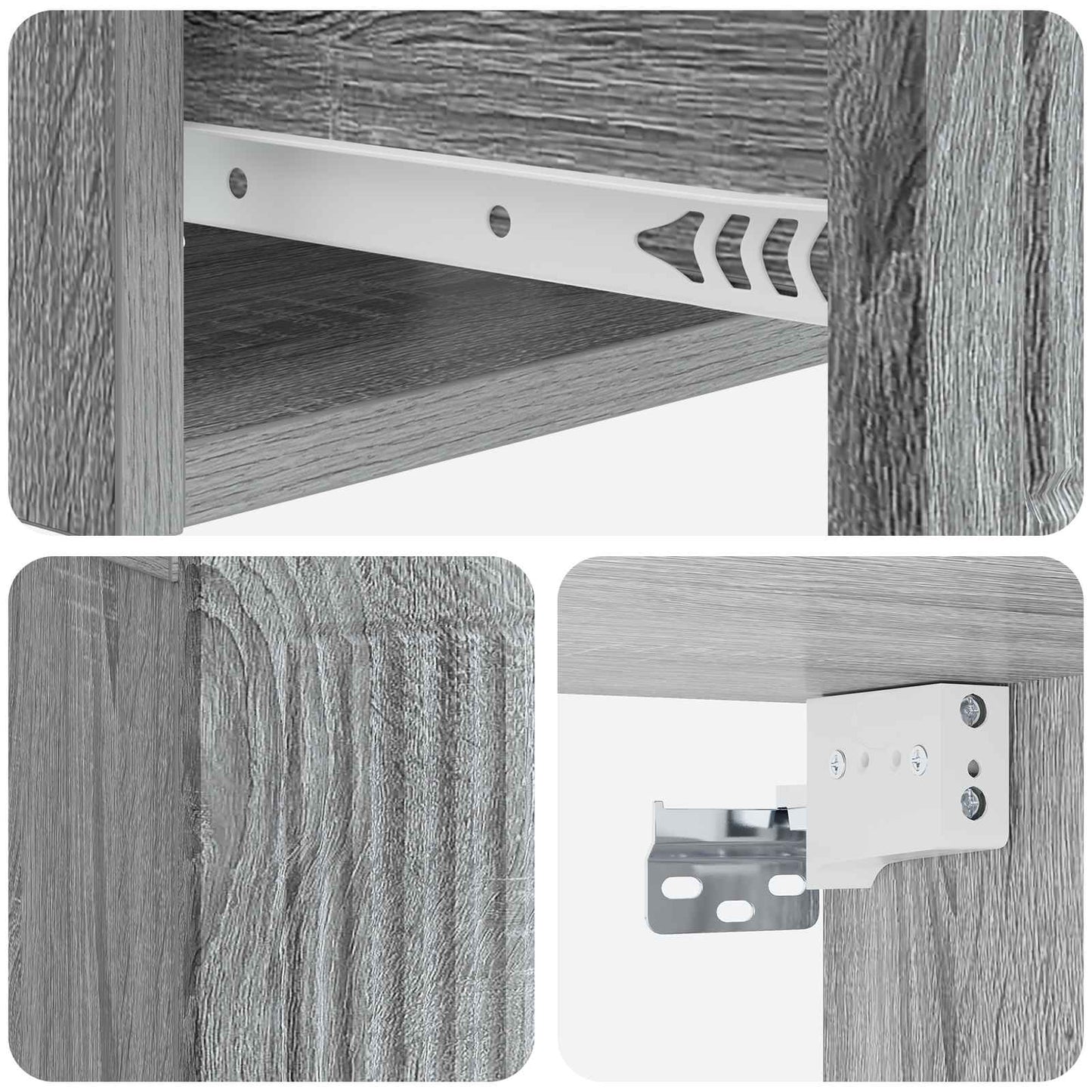 vidaXL Bedside Cabinet Grey Sonoma 49 x 34.5 x 20 cm Engineered Wood