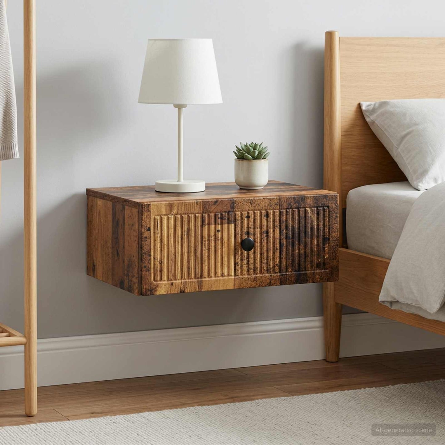 vidaXL Bedside Cabinet with Drawer 2 pcs Old Wood 49 x 34.5 x 20 cm