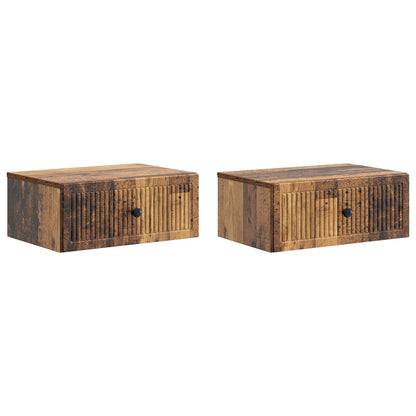 vidaXL Bedside Cabinet with Drawer 2 pcs Old Wood 49 x 34.5 x 20 cm