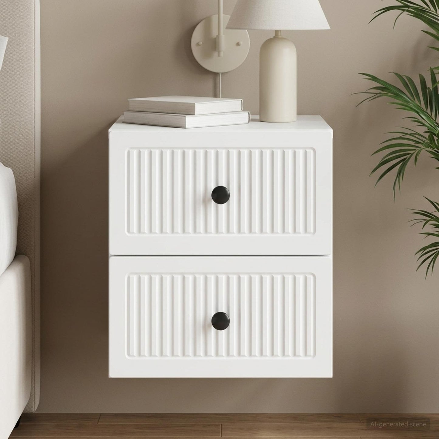 vidaXL Wall-Mounted Bedside Cabinet White 33 x 34.5 x 40 cm