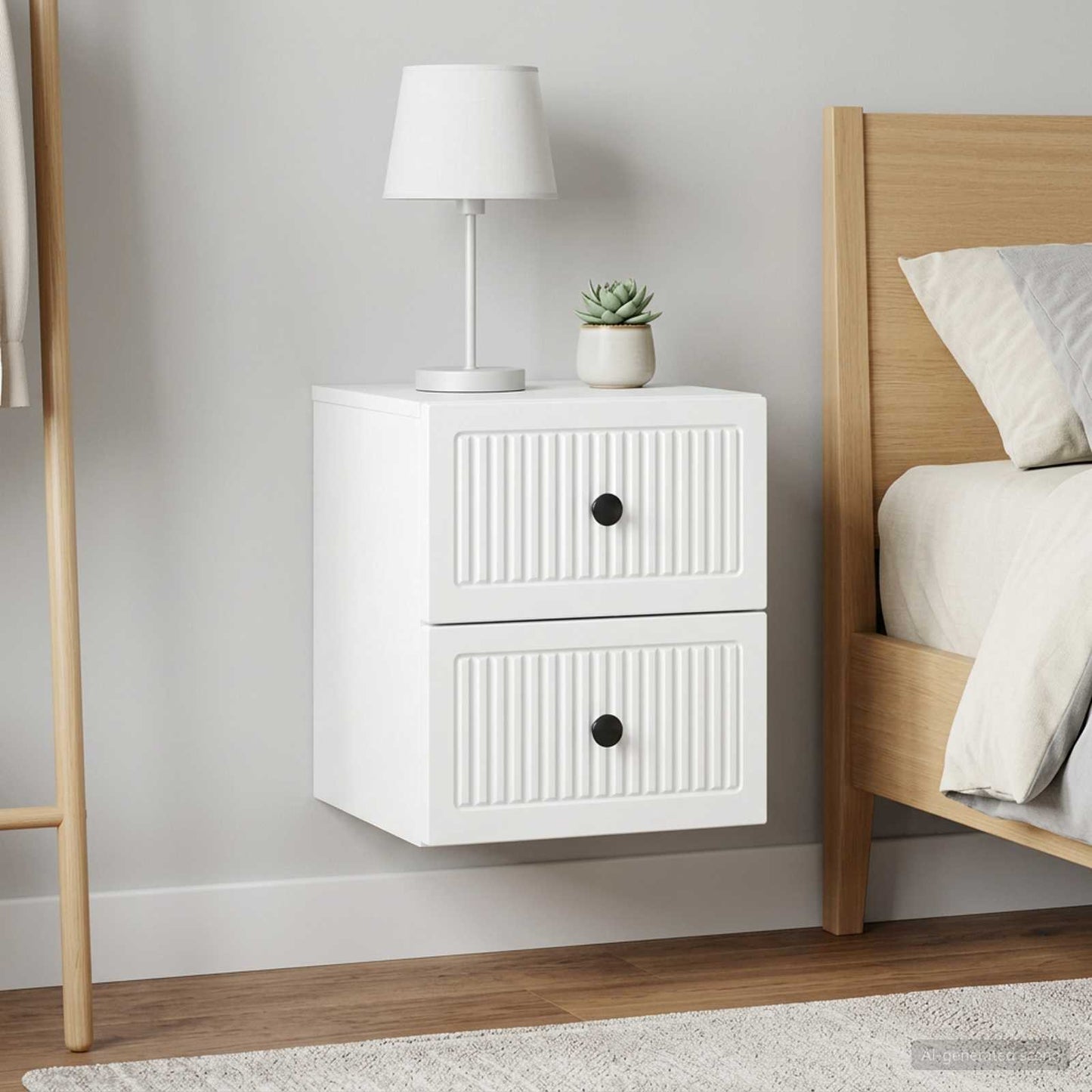 vidaXL Wall-Mounted Bedside Cabinet 2 pcs White 33 x 34.5 x 40 cm