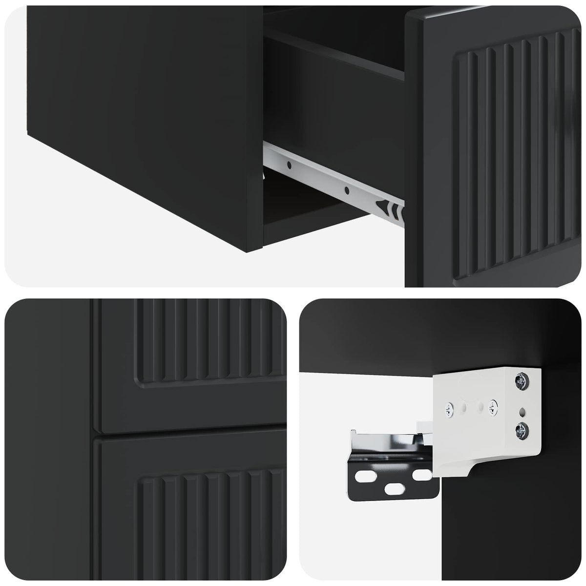 vidaXL Wall-Mounted Bedside Cabinet Black 33 x 34.5 x 40 cm