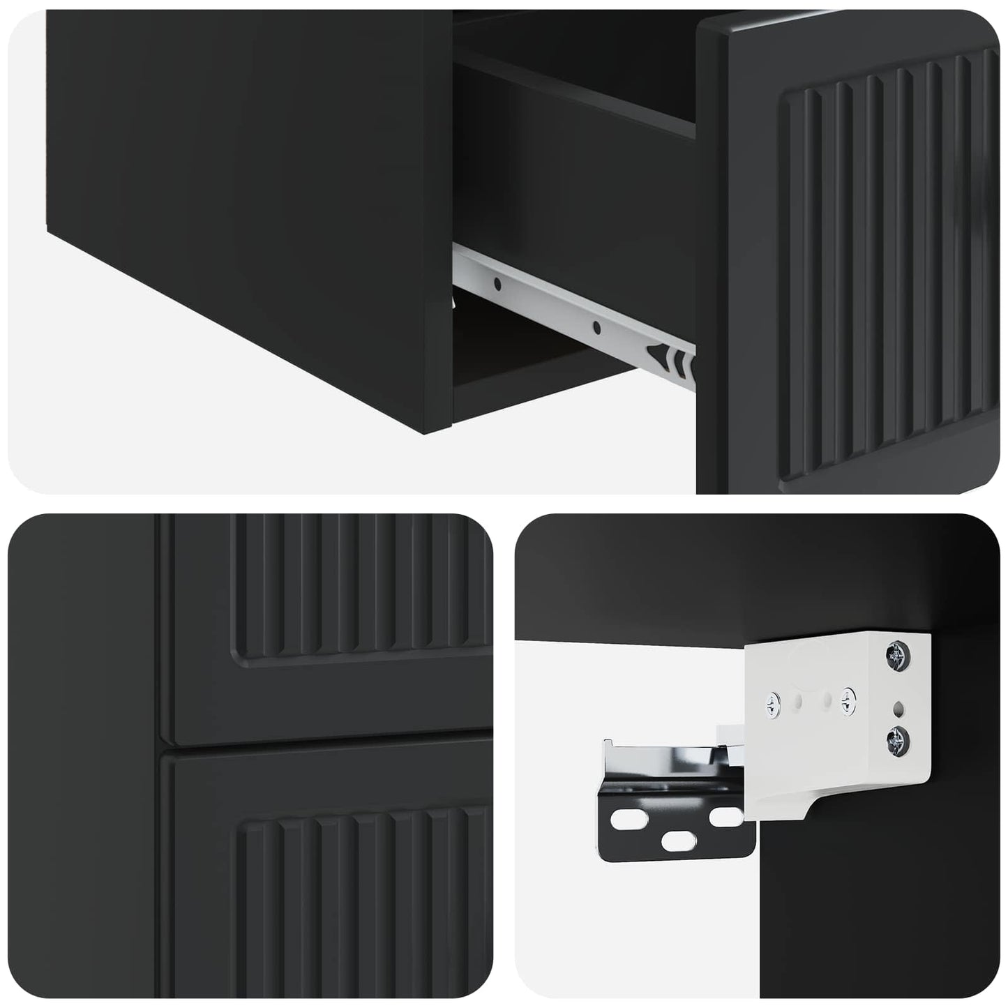 vidaXL Wall-Mounted Bedside Cabinet Black 33 x 34.5 x 40 cm