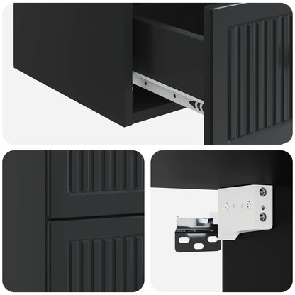vidaXL Wall-Mounted Bedside Cabinet Black 33 x 34.5 x 40 cm