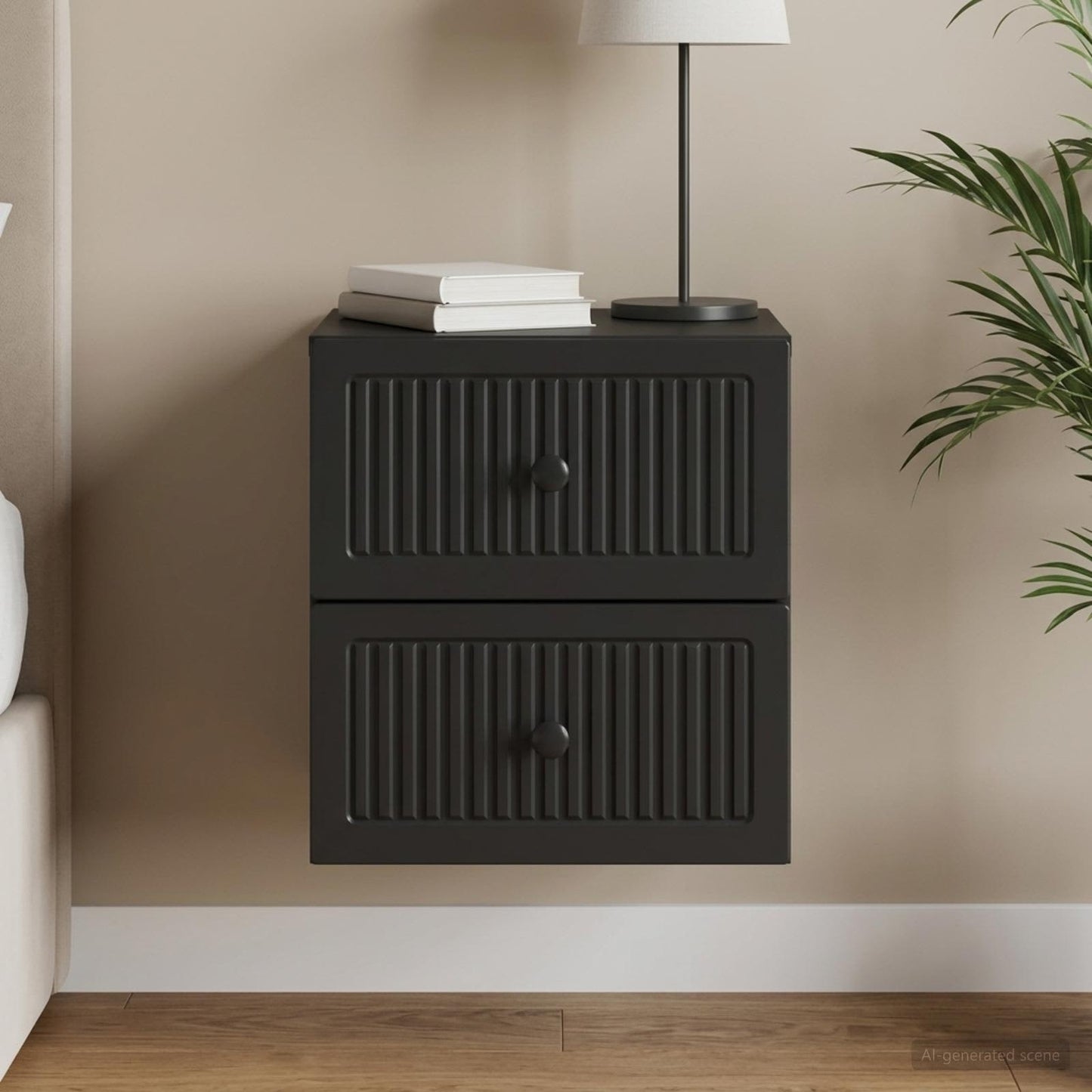 vidaXL Wall-Mounted Bedside Cabinet Black 33 x 34.5 x 40 cm