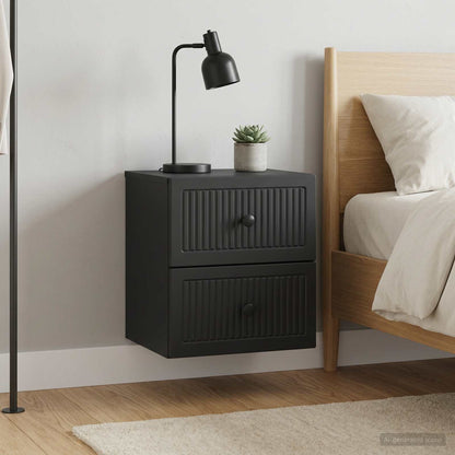 vidaXL Wall-Mounted Bedside Cabinet 2 pcs Black 33 x 34.5 x 40 cm