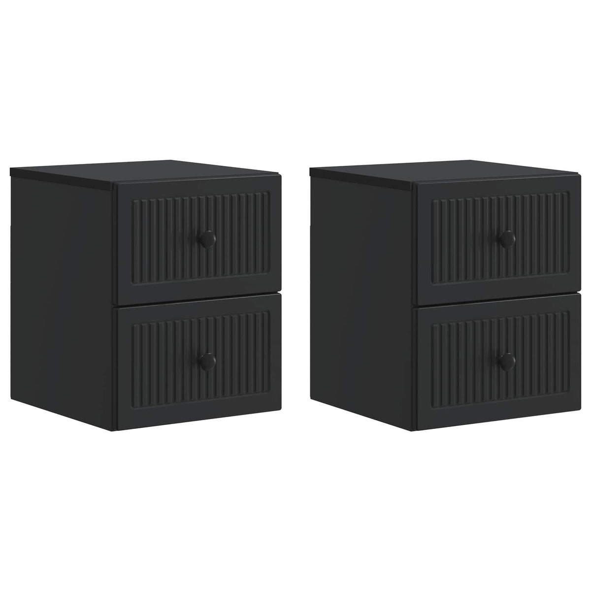 vidaXL Wall-Mounted Bedside Cabinet 2 pcs Black 33 x 34.5 x 40 cm