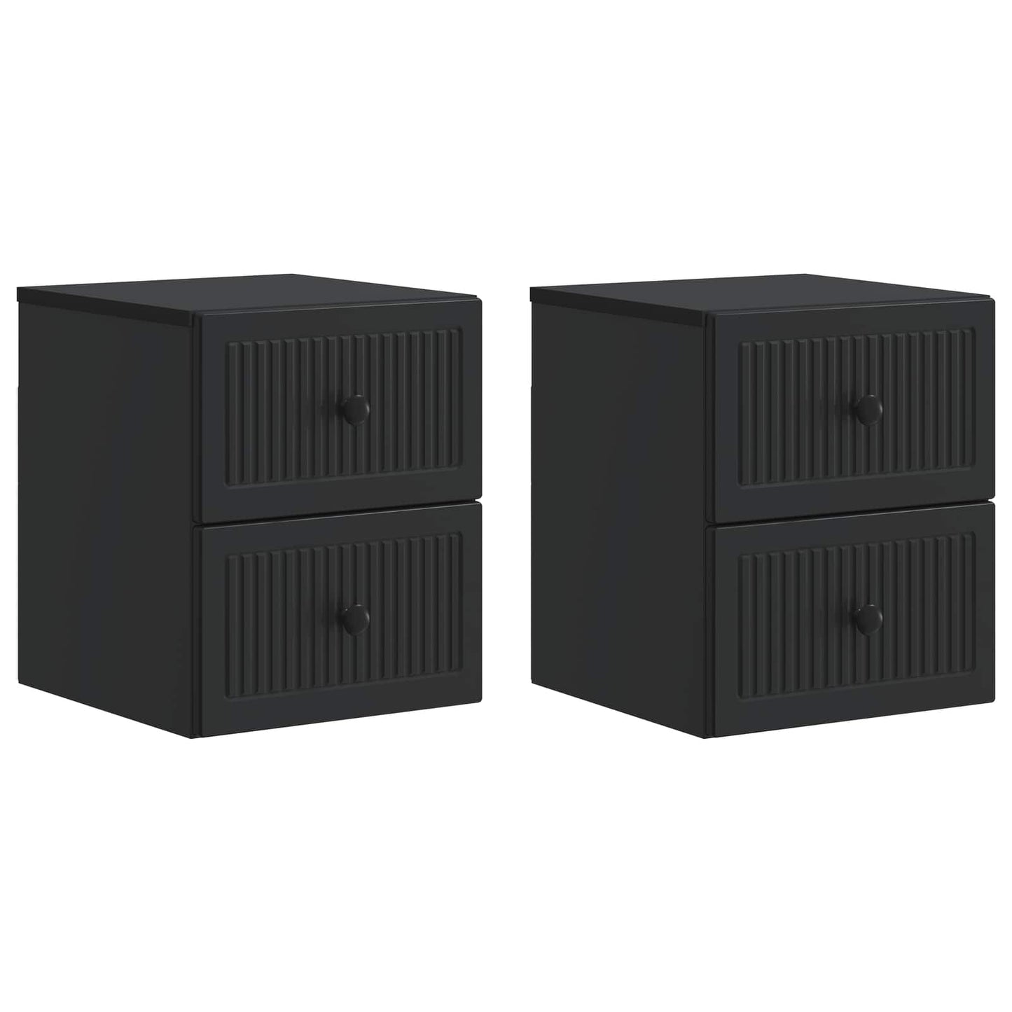 vidaXL Wall-Mounted Bedside Cabinet 2 pcs Black 33 x 34.5 x 40 cm