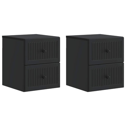 vidaXL Wall-Mounted Bedside Cabinet 2 pcs Black 33 x 34.5 x 40 cm