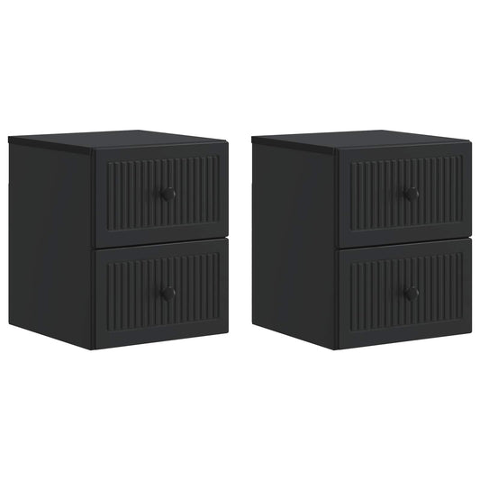 vidaXL Wall-Mounted Bedside Cabinet 2 pcs Black 33 x 34.5 x 40 cm