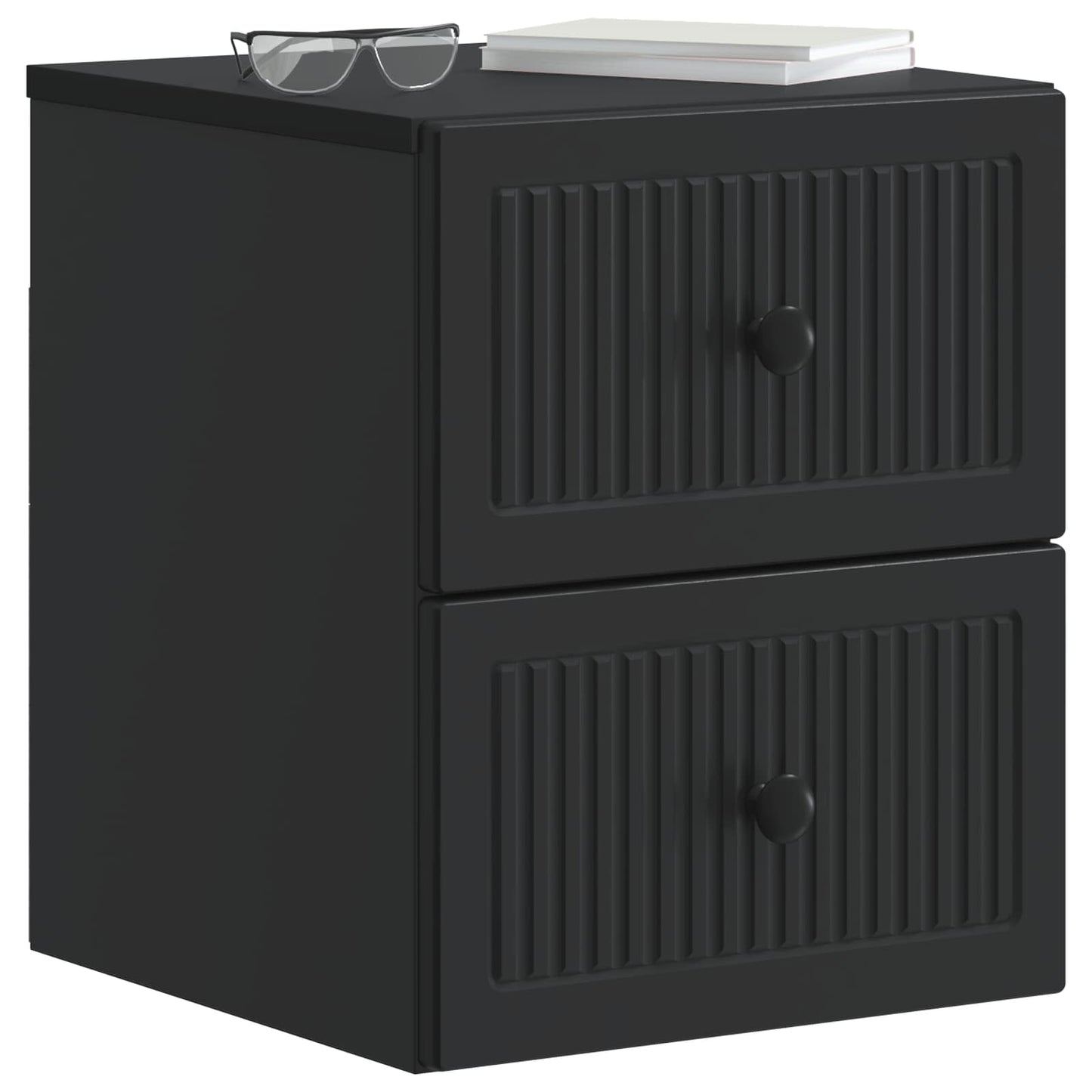 vidaXL Wall-Mounted Bedside Cabinet 2 pcs Black 33 x 34.5 x 40 cm
