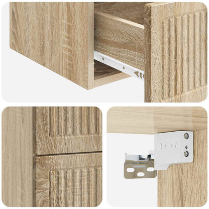 vidaXL Wall-Mounted Bedside Cabinet Sonoma Oak 33 x 34.5 x 40 cm