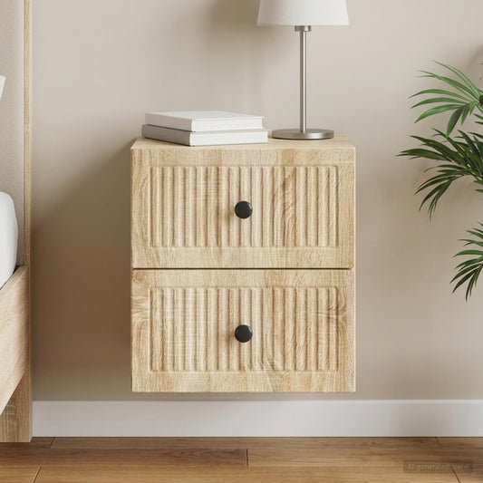vidaXL Wall-Mounted Bedside Cabinet Sonoma Oak 33 x 34.5 x 40 cm