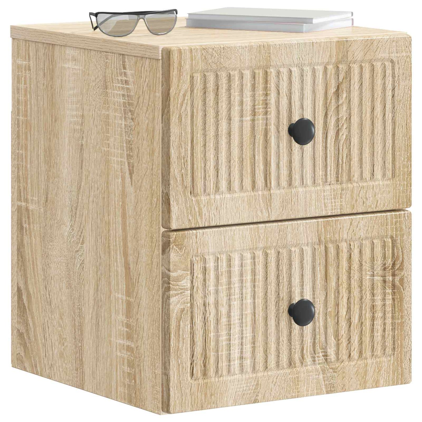 vidaXL Wall-Mounted Bedside Cabinet Sonoma Oak 33 x 34.5 x 40 cm
