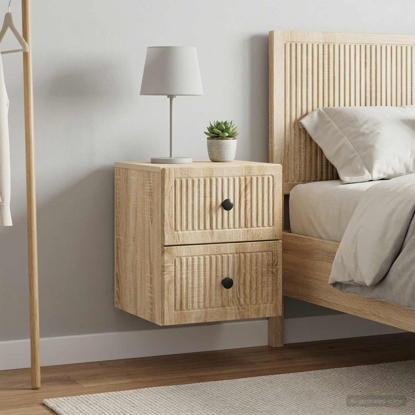 vidaXL Wall-Mounted Bedside Cabinet 2 pcs Sonoma Oak 33 x 34.5 x 40 cm