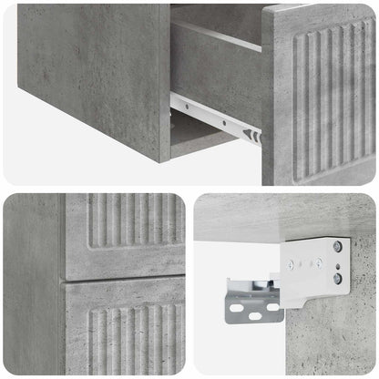 vidaXL Wall-Mounted Bedside Cabinet Concrete Grey 33 x 34.5 x 40 cm