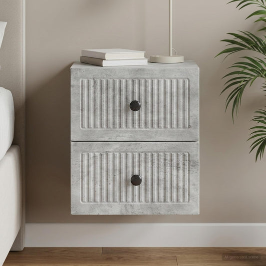 vidaXL Wall-Mounted Bedside Cabinet Concrete Grey 33 x 34.5 x 40 cm