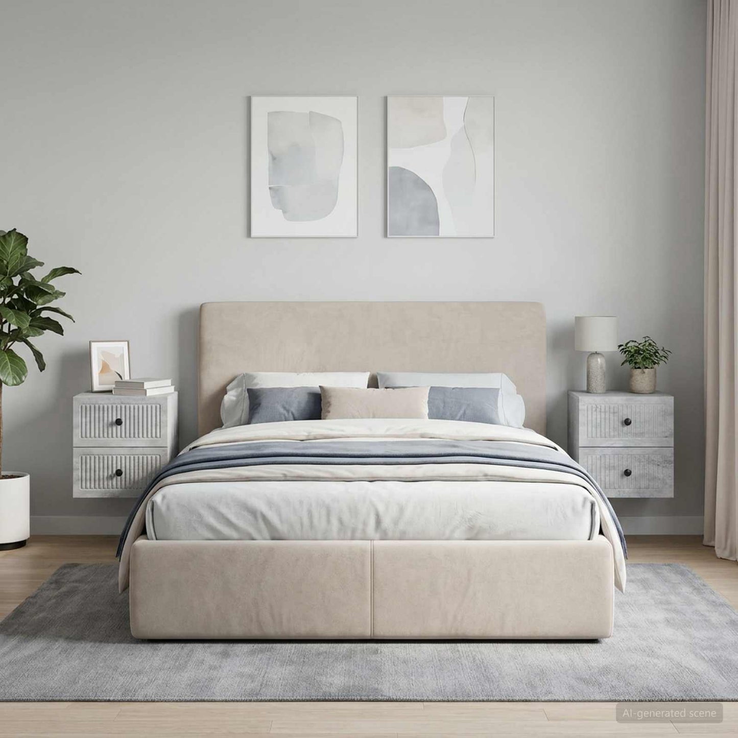 vidaXL Wall-Mounted Bedside Cabinet with Drawer 2 pcs Concrete Grey