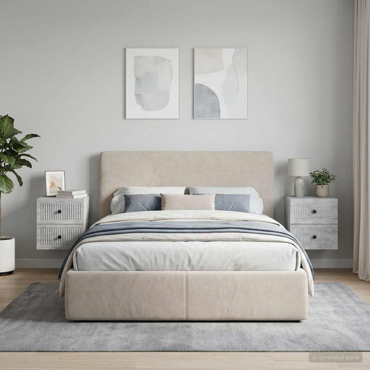 vidaXL Wall-Mounted Bedside Cabinet with Drawer 2 pcs Concrete Grey